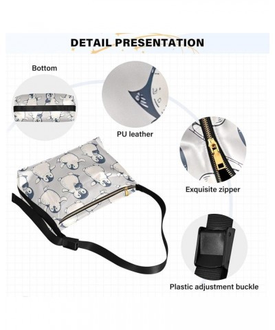 Bunny Butterfly Peonies Rabbit Print Soft PU Leather Hobo Bags Cross Body Men Bag Animal Print Women Purse Monochrome Cute Pe...