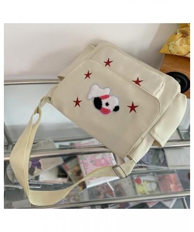 Casual Nylon Messenger Bag with Pendant Fashion Crossbody Bag Large Capacity Women Y2k Tote Handbag Adjustable Strap V White ...