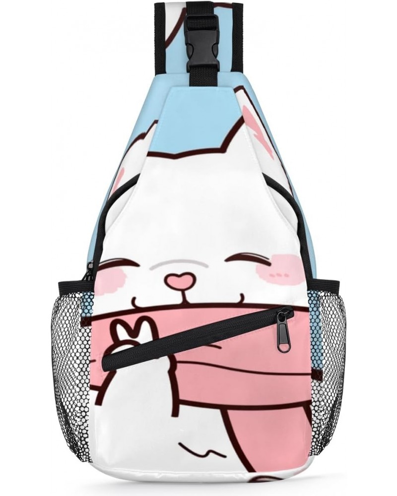 Cute White Puppy Sling Bag for Women Crossbody Backpack Purse Shoulder Casual Daypack Cross Body Bags for Travel Cycling Hiki...