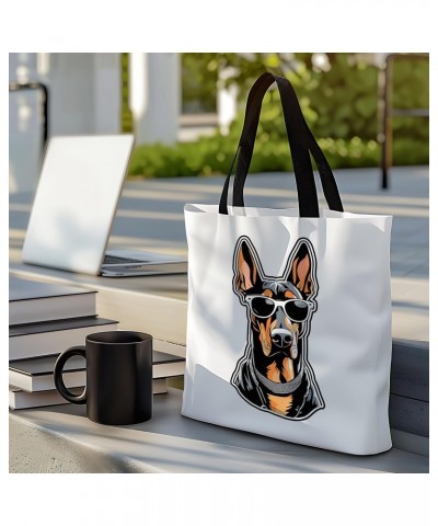 Dobermann Tote Bag for Women Men Casual Tote Bag Cloth Canvas Shopping Bags with Handles Cute Bags Everyday Use 16" x 16" Aes...