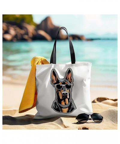 Dobermann Tote Bag for Women Men Casual Tote Bag Cloth Canvas Shopping Bags with Handles Cute Bags Everyday Use 16" x 16" Aes...