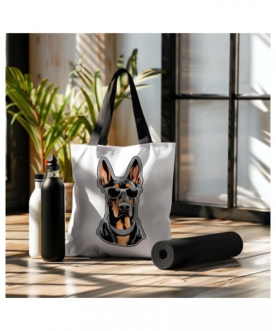 Dobermann Tote Bag for Women Men Casual Tote Bag Cloth Canvas Shopping Bags with Handles Cute Bags Everyday Use 16" x 16" Aes...