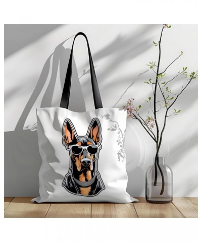 Dobermann Tote Bag for Women Men Casual Tote Bag Cloth Canvas Shopping Bags with Handles Cute Bags Everyday Use 16" x 16" Aes...