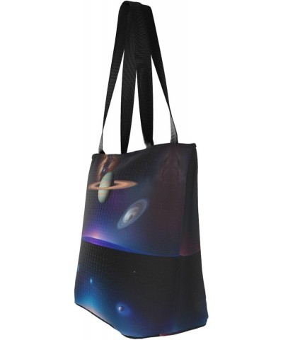 Cosmic Saturn Classic Printed Design,Large-Capacity Lightweight Quilted Handbag,Suitable For Shopping,Fitness,Fashionable And...