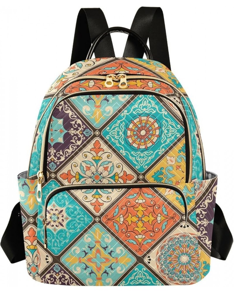 Ethnic Tribal Talavera Mini Backpack Purse for Women, Ethnic Ottoman Motifs Travel Backpack Fashion Backpack Handbag Shoulder...