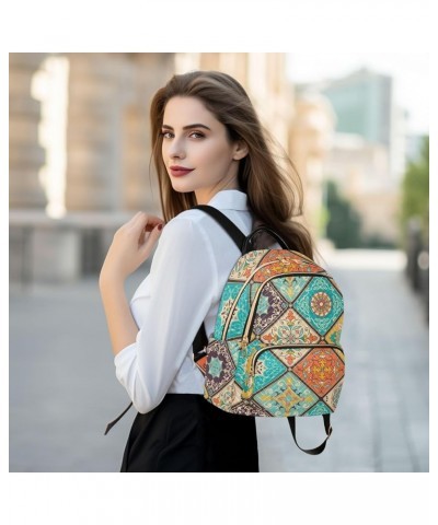 Ethnic Tribal Talavera Mini Backpack Purse for Women, Ethnic Ottoman Motifs Travel Backpack Fashion Backpack Handbag Shoulder...