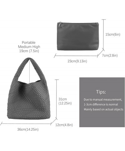 Women Vegan Leather Hand-Woven Tote Handbag Fashion Shoulder Top-handle Bag All-Match Underarm Bag with Purse D-grey $30.59 T...