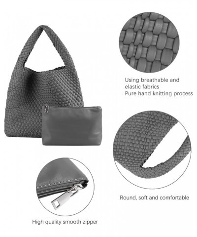 Women Vegan Leather Hand-Woven Tote Handbag Fashion Shoulder Top-handle Bag All-Match Underarm Bag with Purse D-grey $30.59 T...