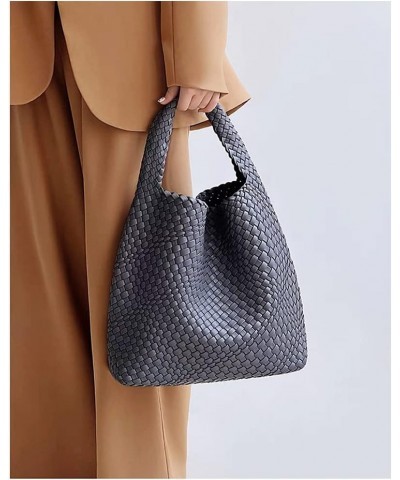 Women Vegan Leather Hand-Woven Tote Handbag Fashion Shoulder Top-handle Bag All-Match Underarm Bag with Purse D-grey $30.59 T...