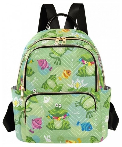 Mini Backpack Purse for Women Lightweight Girls Small Size Cute Cartoon Lotus Pond Frog School Teens College Traveling Medium...