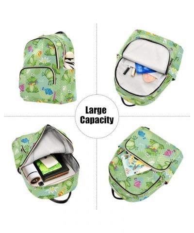 Mini Backpack Purse for Women Lightweight Girls Small Size Cute Cartoon Lotus Pond Frog School Teens College Traveling Medium...