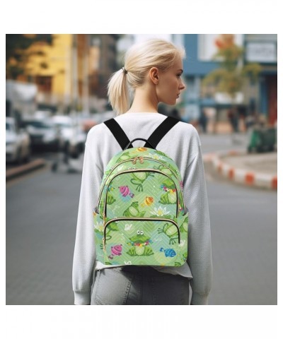 Mini Backpack Purse for Women Lightweight Girls Small Size Cute Cartoon Lotus Pond Frog School Teens College Traveling Medium...