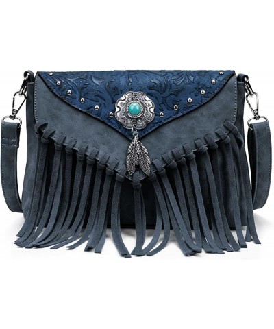 Small Crossbody Bags for Women Crossbody Handbag Fringe Purse Tassel Shoulder Bag Turquoise Concho Wallet Deepblue $18.47 Wri...