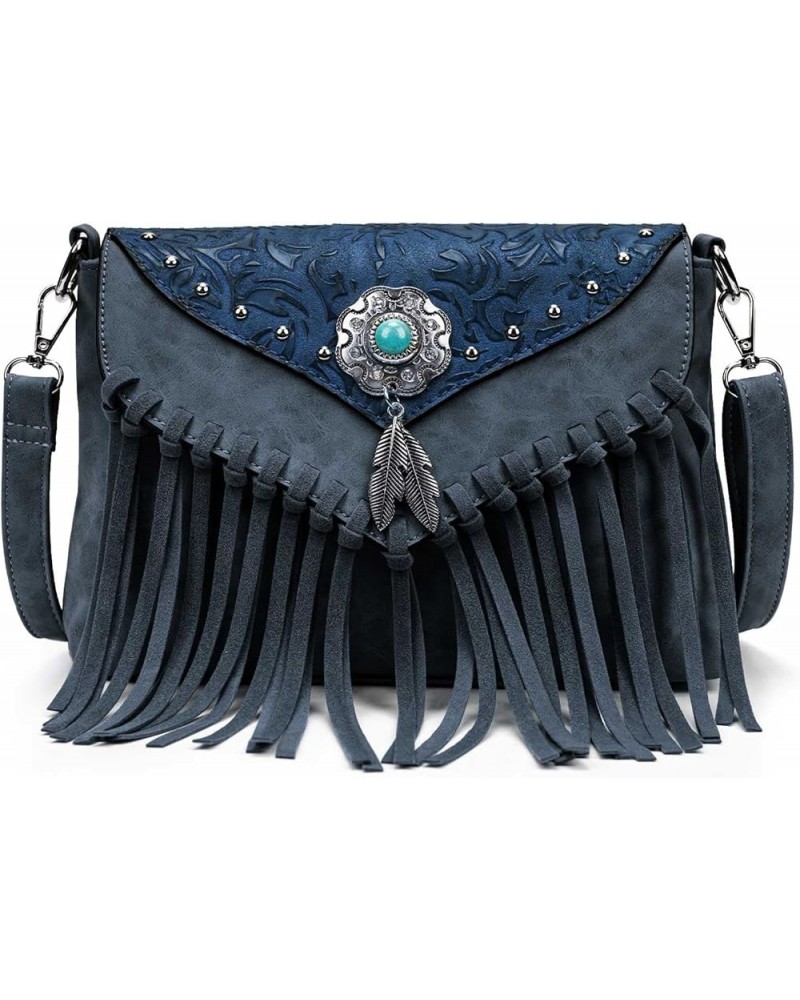 Small Crossbody Bags for Women Crossbody Handbag Fringe Purse Tassel Shoulder Bag Turquoise Concho Wallet Deepblue $18.47 Wri...