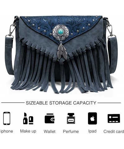 Small Crossbody Bags for Women Crossbody Handbag Fringe Purse Tassel Shoulder Bag Turquoise Concho Wallet Deepblue $18.47 Wri...