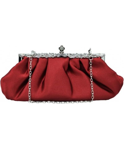 Satin Pleated Rhinestone Clutch Purse Wedding Party Prom Evening Bag Handbag Purse Champagne Dark Blue $26.05 Evening Bags