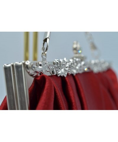 Satin Pleated Rhinestone Clutch Purse Wedding Party Prom Evening Bag Handbag Purse Champagne Dark Blue $26.05 Evening Bags