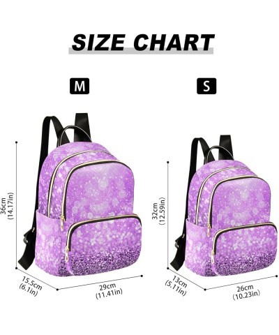 Women Backpack Sweet Purple Sparkle Glitter Durable Travel Backpack Lightweight Handbag Lady Purse Roomy Double Zipper Weeken...