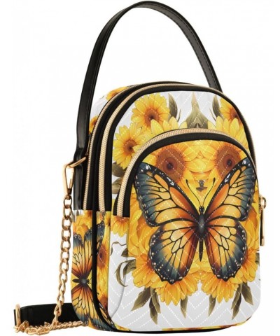 Crossbody Bag for Women, Sunflowers Butterfly Phone Purse Detachable Chain Bag Shoulder Handbag Wallet $14.15 Crossbody Bags