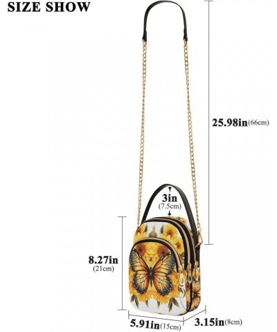 Crossbody Bag for Women, Sunflowers Butterfly Phone Purse Detachable Chain Bag Shoulder Handbag Wallet $14.15 Crossbody Bags