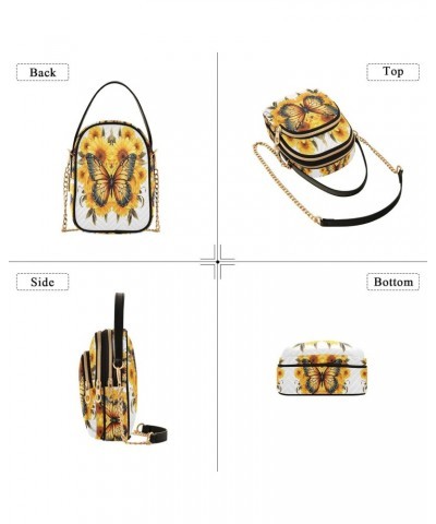 Crossbody Bag for Women, Sunflowers Butterfly Phone Purse Detachable Chain Bag Shoulder Handbag Wallet $14.15 Crossbody Bags