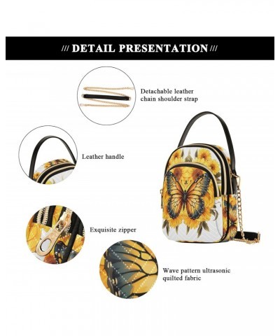 Crossbody Bag for Women, Sunflowers Butterfly Phone Purse Detachable Chain Bag Shoulder Handbag Wallet $14.15 Crossbody Bags