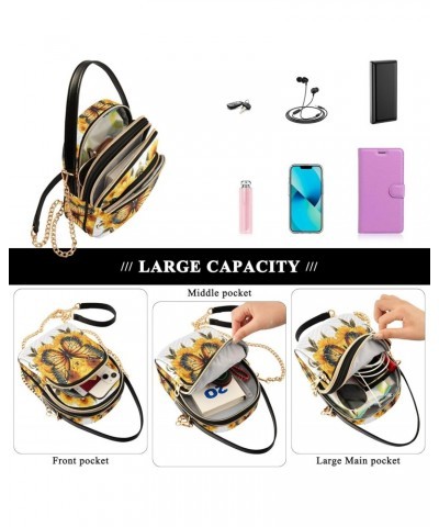 Crossbody Bag for Women, Sunflowers Butterfly Phone Purse Detachable Chain Bag Shoulder Handbag Wallet $14.15 Crossbody Bags