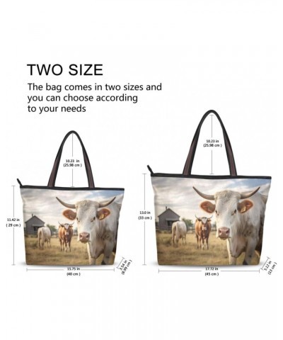 Farmhouse Cows Tote Bag for Women Casual Shoulder Bag Women Hobo Bag Top Handle Handbag for Shopping Travel Work $12.17 Totes