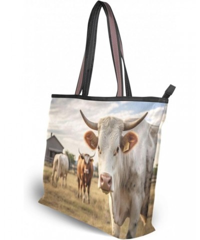 Farmhouse Cows Tote Bag for Women Casual Shoulder Bag Women Hobo Bag Top Handle Handbag for Shopping Travel Work $12.17 Totes