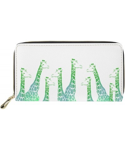 Ladies Travel Clutch Wallets Color Giraffe Print Wallet for Women PU Leather Zip Around Card Holder Organizer Gireffe-green $...