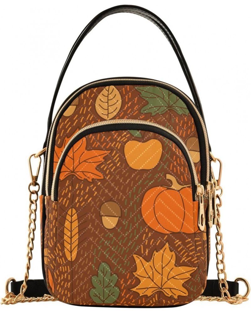 Pumpkins Wheat Crossbody Bag for Women Cell Phone Purse Wallet with Removable Chain Shoulder Handbag for Travel Passport Work...