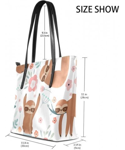 Handbags for Women Tote Bags with 11.08"(L) x 3.54"(W) x 11.02"(W) - Cute Monster Blue Cute Sloths & Flowers $20.63 Totes