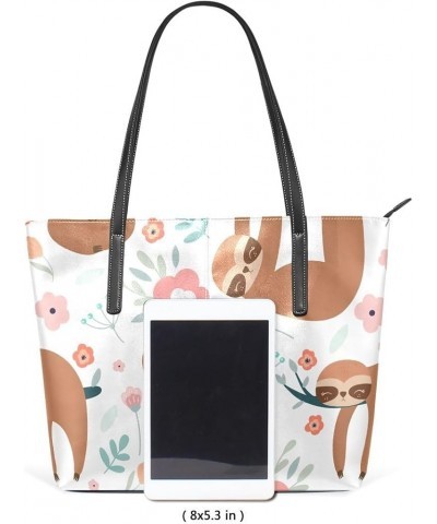 Handbags for Women Tote Bags with 11.08"(L) x 3.54"(W) x 11.02"(W) - Cute Monster Blue Cute Sloths & Flowers $20.63 Totes