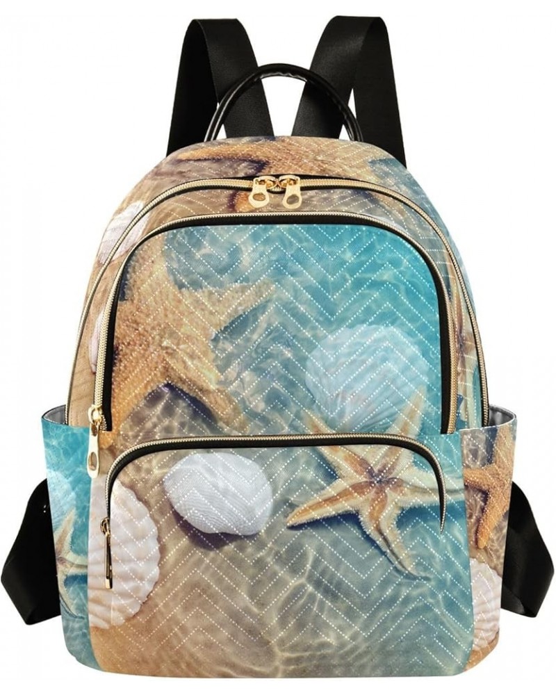 Beach Palm Leaf Starfish Backpack Purse for Women Lightweight Back Pack Casual Daypack Travel Shoulder Bag Bookbag - S Medium...