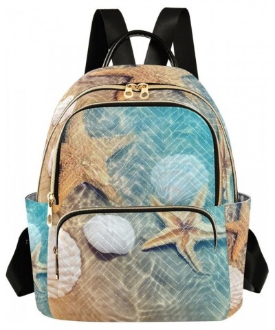 Beach Palm Leaf Starfish Backpack Purse for Women Lightweight Back Pack Casual Daypack Travel Shoulder Bag Bookbag - S Medium...