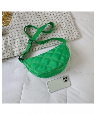 Women Half Moon Bag Lightweight Quilted Shoulder Purse Adjustable Strap Padded Crossbody Bag Versatile Travel Satchel Green $...