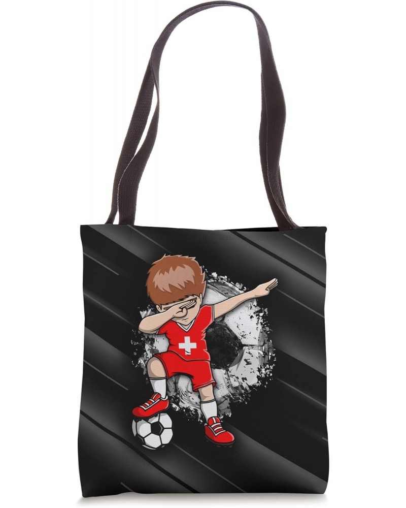 Dabbing Soccer Boy - Switzerland Jersey Swiss Football Fans Tote Bag $11.74 Totes