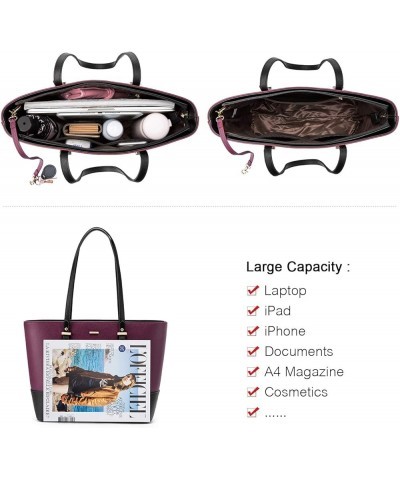 Purses and Handbags for Women Fashion Tote Bags Shoulder Bag Top Handle Satchel Bags 3pcs-2 Purple/Black $18.45 Totes