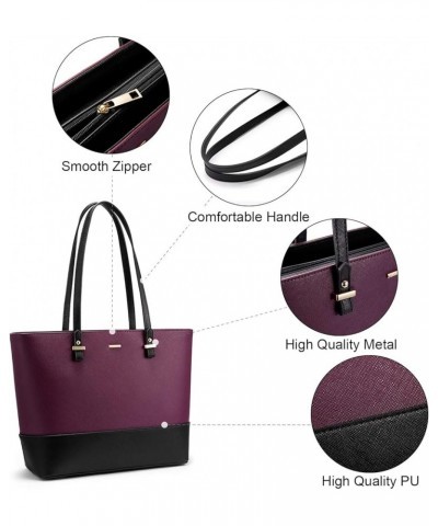 Purses and Handbags for Women Fashion Tote Bags Shoulder Bag Top Handle Satchel Bags 3pcs-2 Purple/Black $18.45 Totes