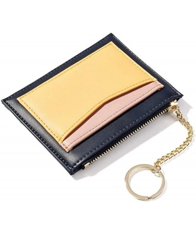 Patchwork Credit Card Holder Mini Leather Wallet with Coin Pocket Woman Small Purse Card Case Zipper Bag for Women (Color : B...