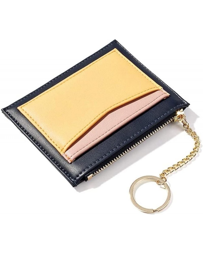 Patchwork Credit Card Holder Mini Leather Wallet with Coin Pocket Woman Small Purse Card Case Zipper Bag for Women (Color : B...