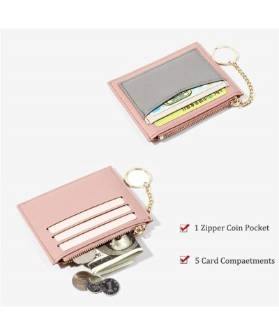 Patchwork Credit Card Holder Mini Leather Wallet with Coin Pocket Woman Small Purse Card Case Zipper Bag for Women (Color : B...