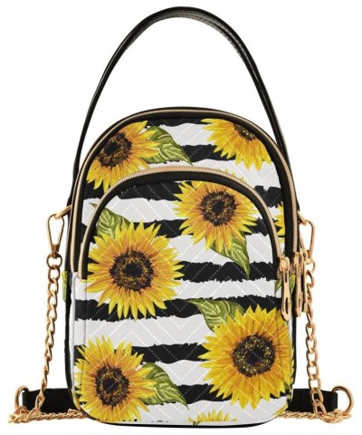 Sunflowers Small Crossbody Handbag for Women Mini Over Shoulder Purse with Three Zippered Pockets Durable Cell Phone Purse fo...