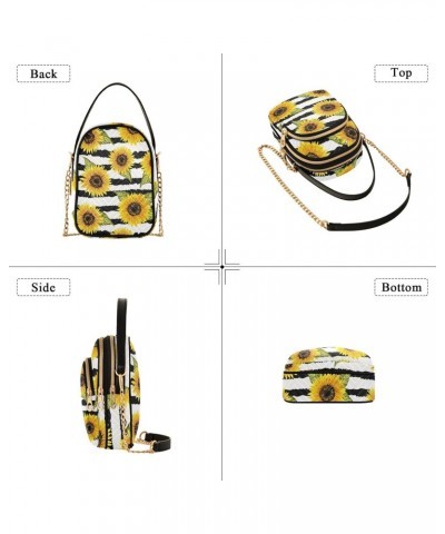 Sunflowers Small Crossbody Handbag for Women Mini Over Shoulder Purse with Three Zippered Pockets Durable Cell Phone Purse fo...