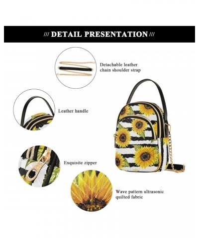 Sunflowers Small Crossbody Handbag for Women Mini Over Shoulder Purse with Three Zippered Pockets Durable Cell Phone Purse fo...