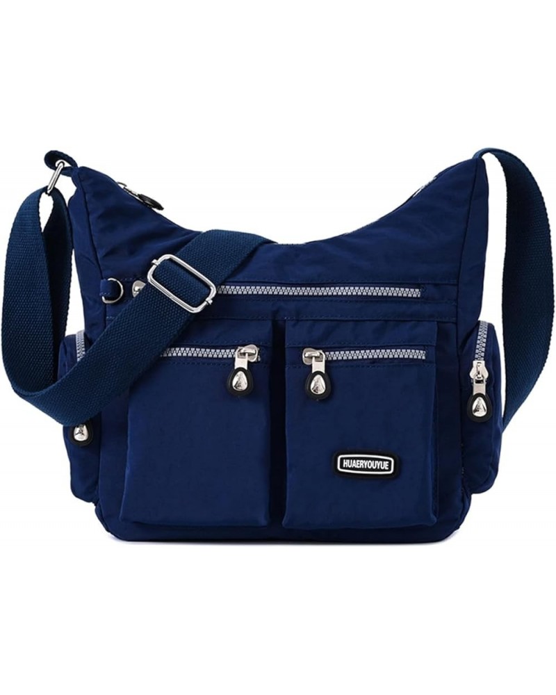 Nylon Crossbody Bag for Women Lightweight Shoulder Bags Zipper Multipockets Messenger Handbags Purses Dark Blue $25.52 Totes