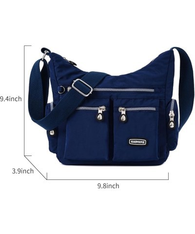 Nylon Crossbody Bag for Women Lightweight Shoulder Bags Zipper Multipockets Messenger Handbags Purses Dark Blue $25.52 Totes