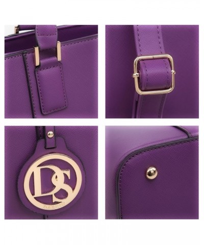 Two Tone Purses and Handbags for Women Tote Bags with Matching Wallet and Shoulder Strap Solid Purple $28.99 Totes