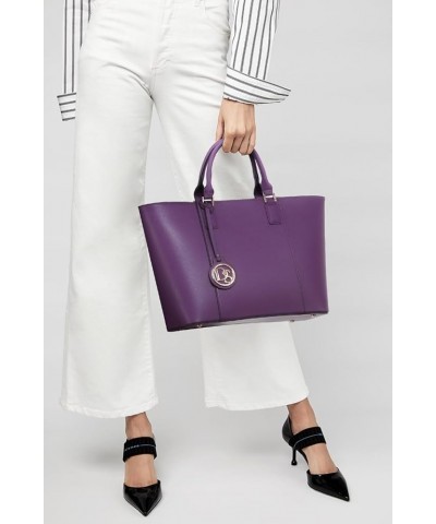 Two Tone Purses and Handbags for Women Tote Bags with Matching Wallet and Shoulder Strap Solid Purple $28.99 Totes