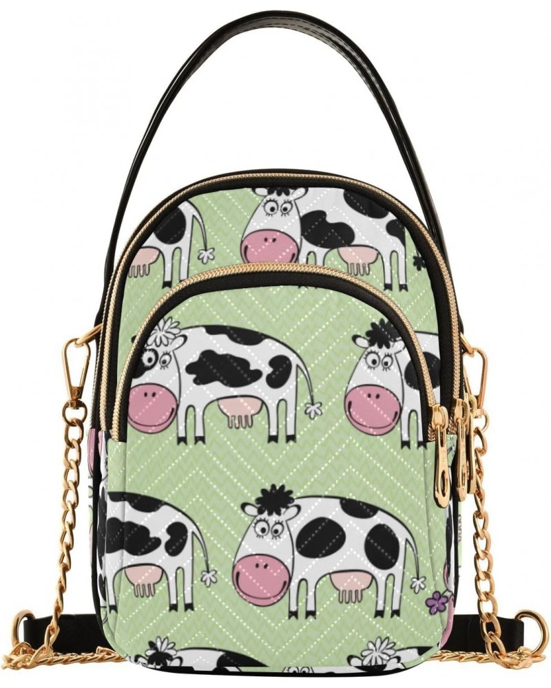 Cartoon Cute Cows Crossbody Bag for Women Cell Phone Purse Wallet with Removable Chain Shoulder Handbag for Work Passport Tra...